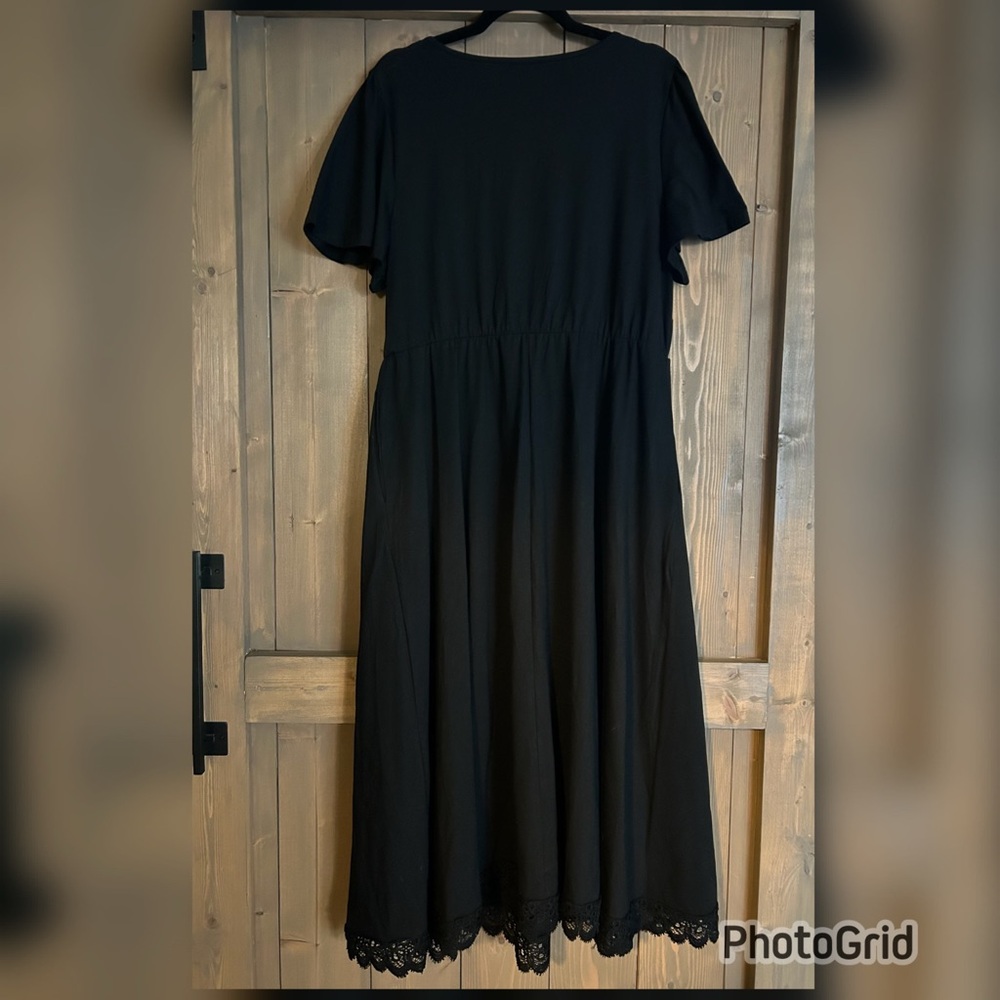 Bloomchic Solid Pocket Contrast Lace Split Maxi D… - image 8